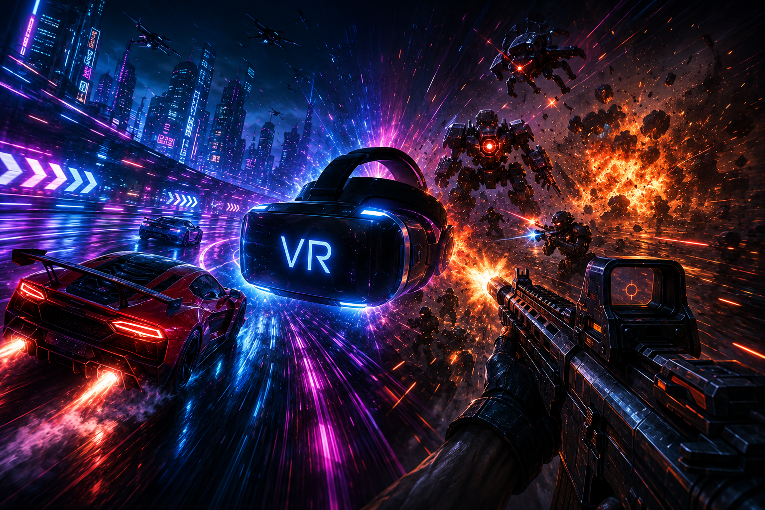 Game đua xe - Bắn súng VR